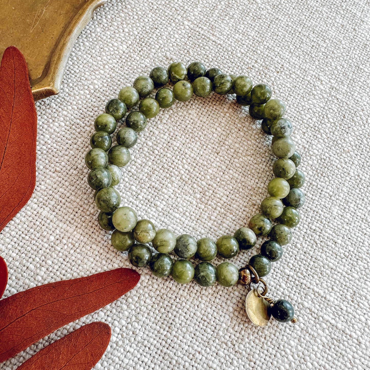 OLIVE TAIWAN JADE WRAP BRACELET